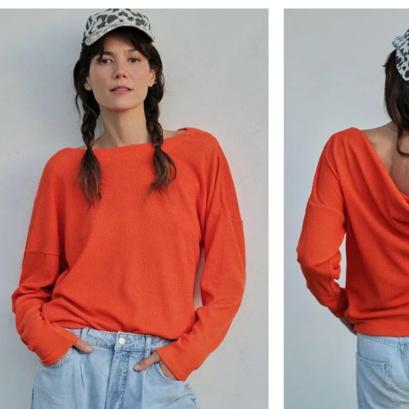 NWT ANTHRO Maeve Kasi Pullover Lightweight Sweater Tangerine Orange - Picture 5 of 16